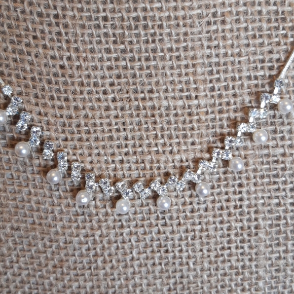 Faux Pearl & Rhinestone Necklace - Picture 2 of 3